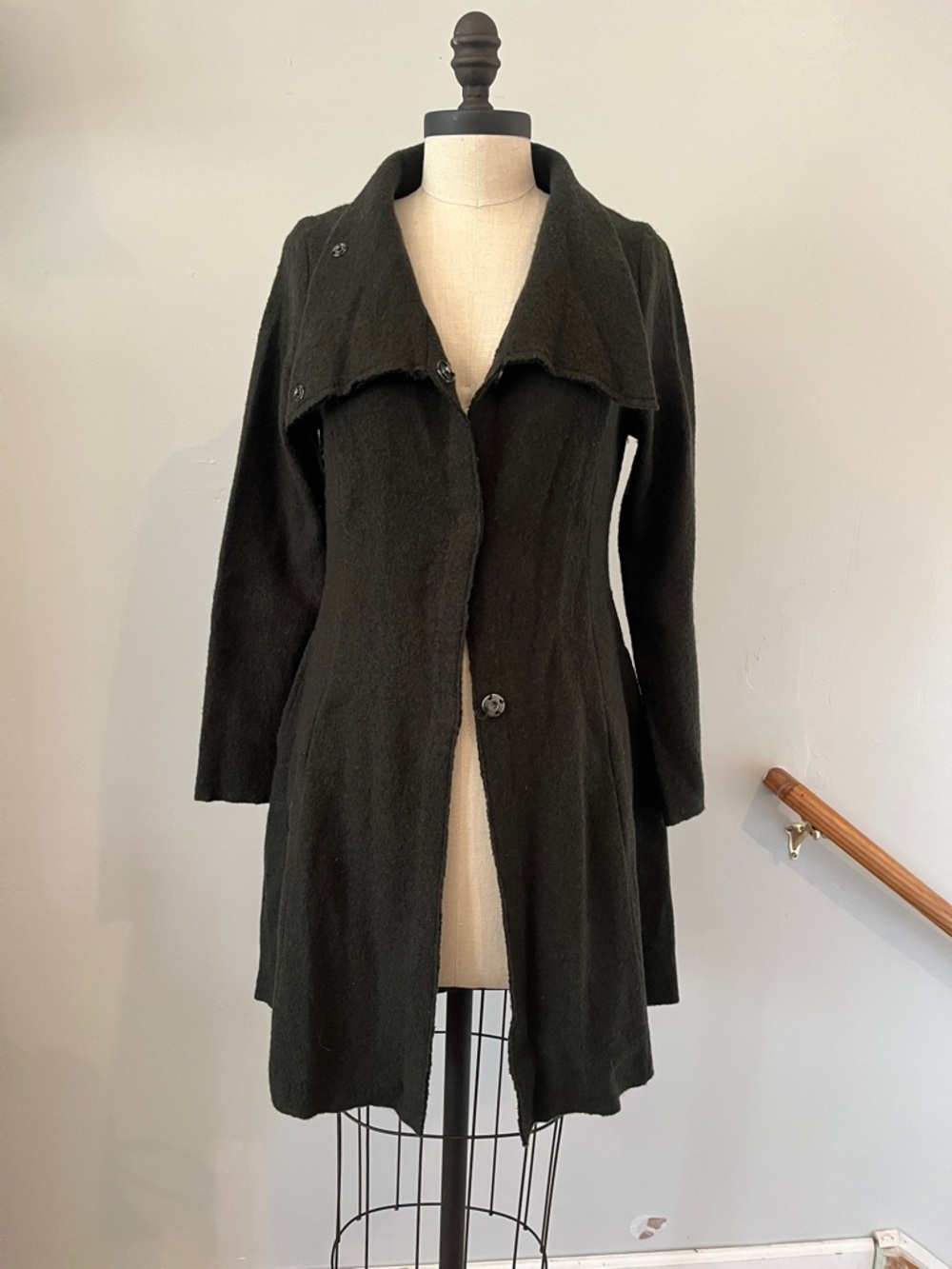 Anthropologie Sparrow Coat Wool dark green small S